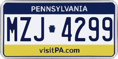 PA license plate MZJ4299