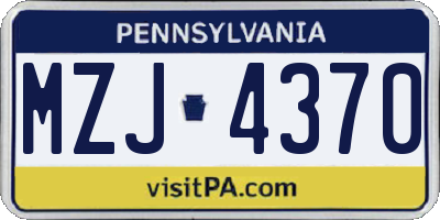 PA license plate MZJ4370