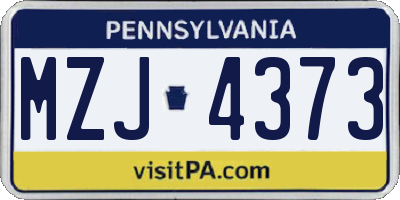 PA license plate MZJ4373