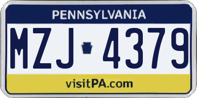 PA license plate MZJ4379