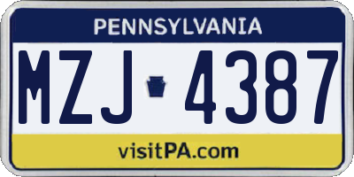 PA license plate MZJ4387