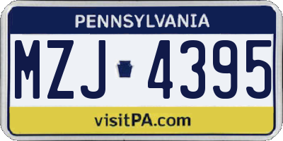 PA license plate MZJ4395