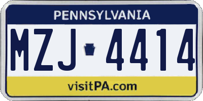 PA license plate MZJ4414