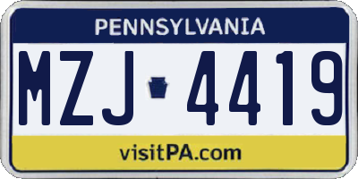 PA license plate MZJ4419