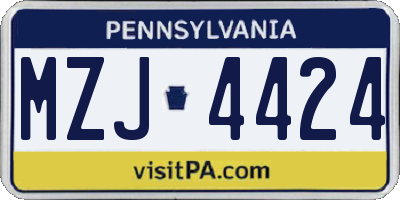 PA license plate MZJ4424