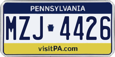 PA license plate MZJ4426