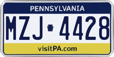PA license plate MZJ4428