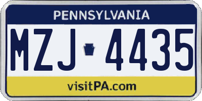 PA license plate MZJ4435