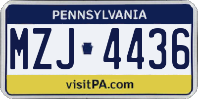 PA license plate MZJ4436