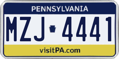 PA license plate MZJ4441