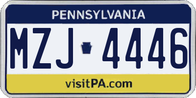 PA license plate MZJ4446