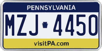 PA license plate MZJ4450