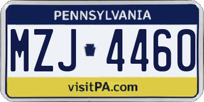 PA license plate MZJ4460