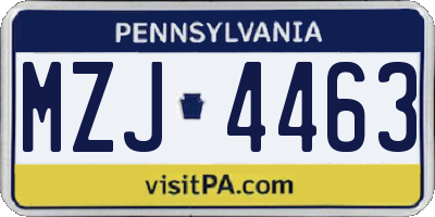 PA license plate MZJ4463