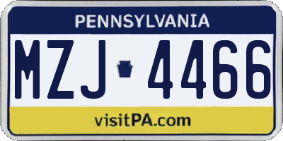 PA license plate MZJ4466