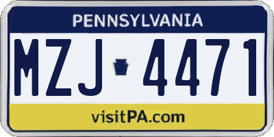 PA license plate MZJ4471