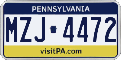 PA license plate MZJ4472