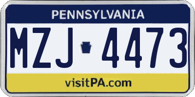 PA license plate MZJ4473