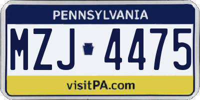 PA license plate MZJ4475