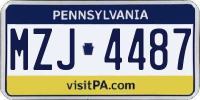 PA license plate MZJ4487