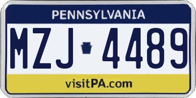 PA license plate MZJ4489