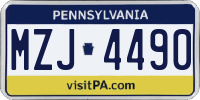 PA license plate MZJ4490