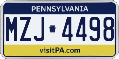 PA license plate MZJ4498