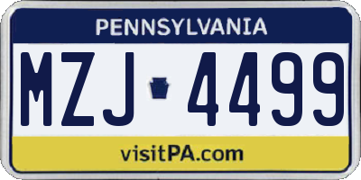 PA license plate MZJ4499