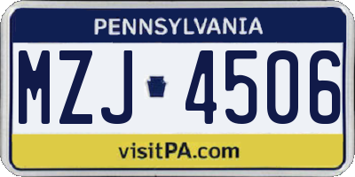 PA license plate MZJ4506