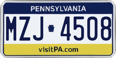 PA license plate MZJ4508
