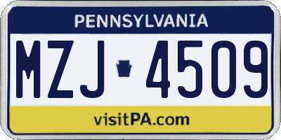 PA license plate MZJ4509