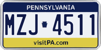 PA license plate MZJ4511