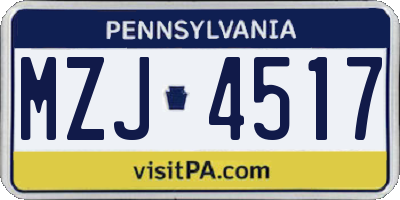 PA license plate MZJ4517