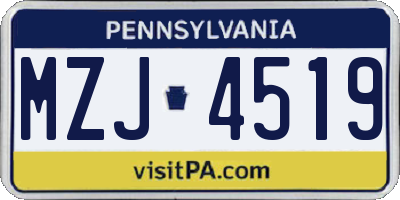 PA license plate MZJ4519