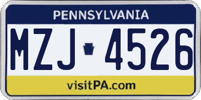 PA license plate MZJ4526
