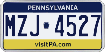 PA license plate MZJ4527