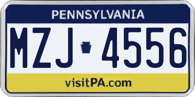 PA license plate MZJ4556