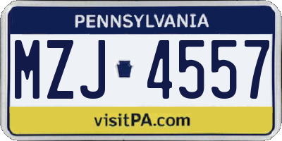 PA license plate MZJ4557
