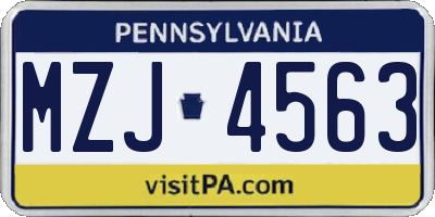 PA license plate MZJ4563