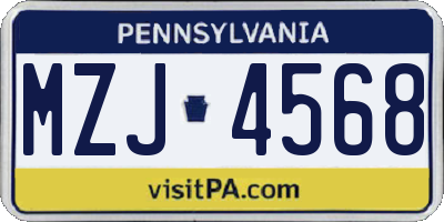 PA license plate MZJ4568