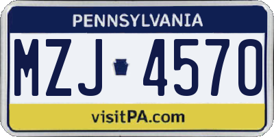 PA license plate MZJ4570
