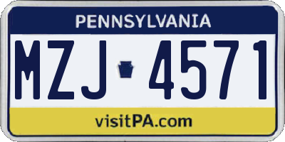 PA license plate MZJ4571