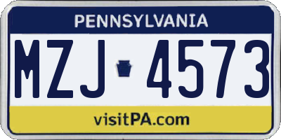 PA license plate MZJ4573
