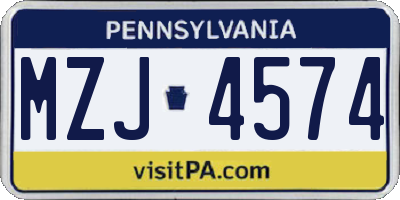 PA license plate MZJ4574