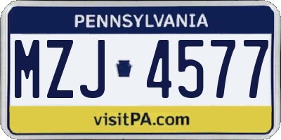 PA license plate MZJ4577