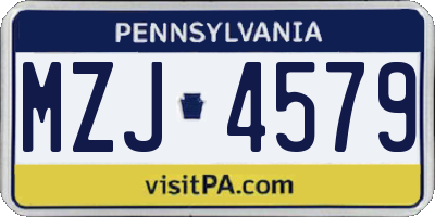 PA license plate MZJ4579