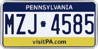 PA license plate MZJ4585