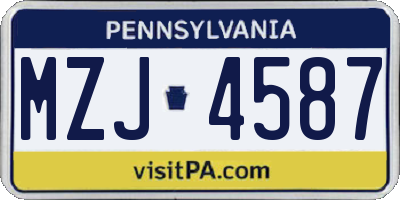 PA license plate MZJ4587