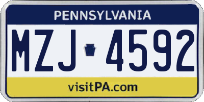 PA license plate MZJ4592