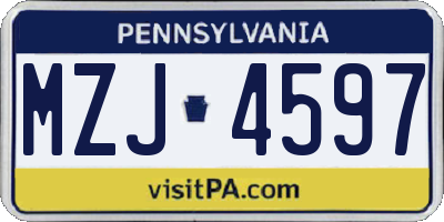 PA license plate MZJ4597
